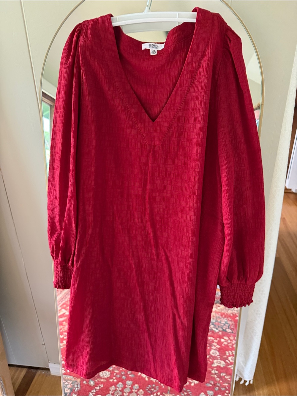 BB Dakota by Steve Madden Red V-Neck Long Sleeve Mini Dress